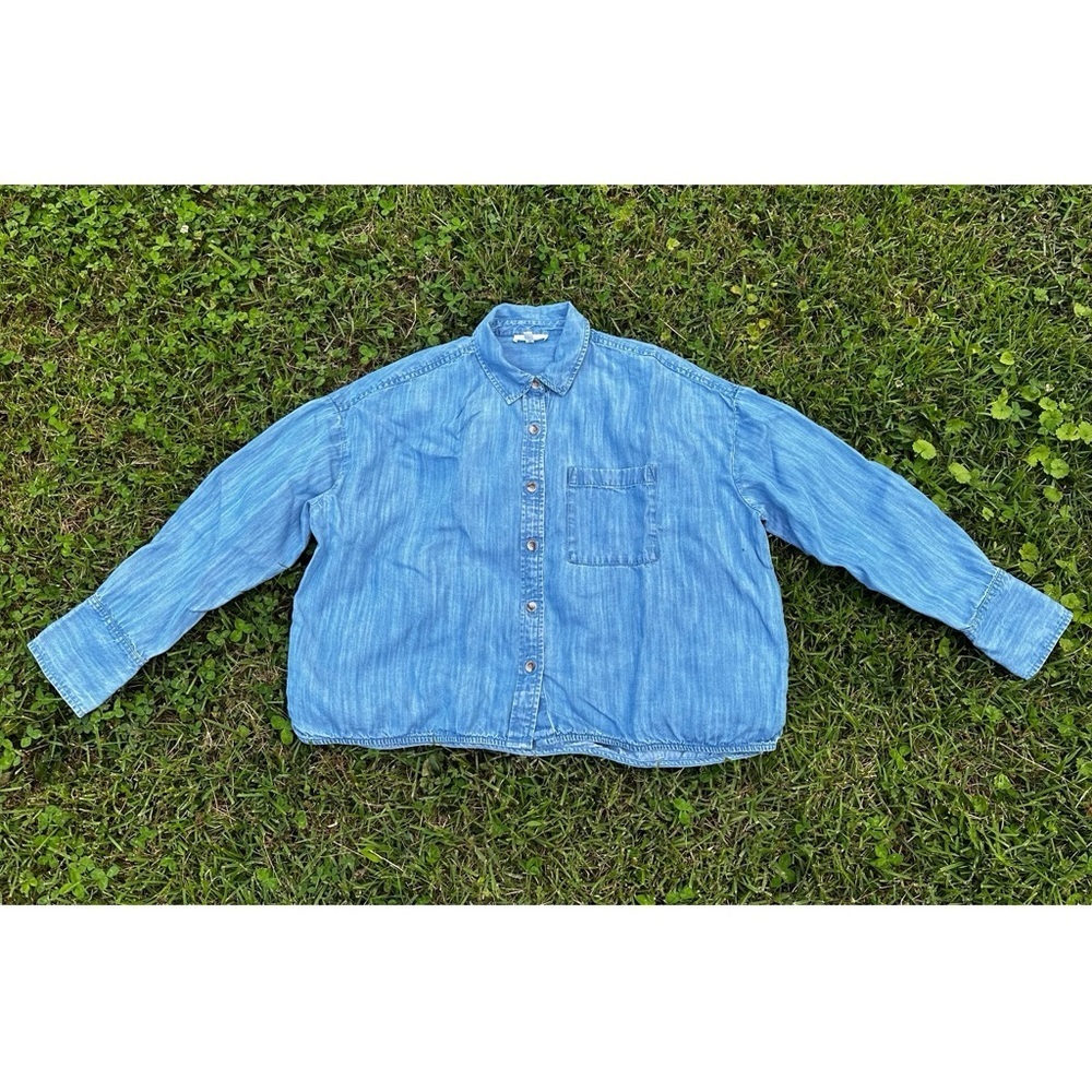Haven well within Blue Button Down Shirt Oversized